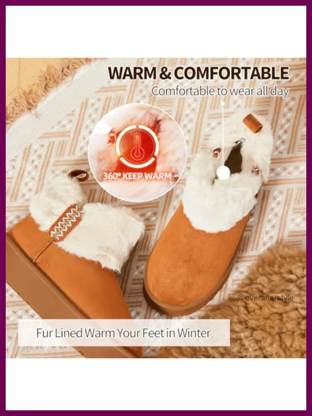 Faux Fur Lined Ankle Boots Slip On Snow Boots Winter Warm